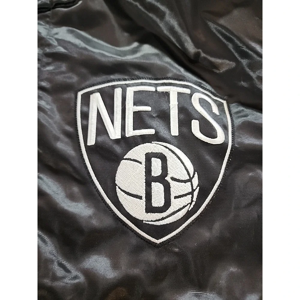 NBA‎ Starter Brooklyn Nets Team Satin Snap Up Jacket Mens 2XL